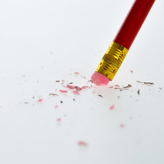 A pencil's eraser was dragged along a paper, leaving a trace of shavings — first opinion coverage from STAT