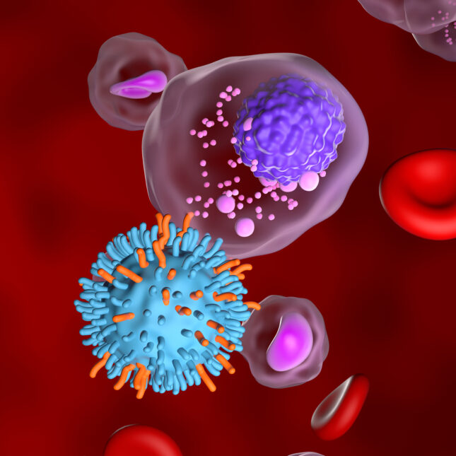 A T-cell interacts with a virus during the process of CAR T cell therapy — health coverage from STAT