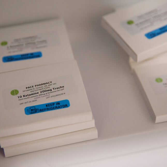 A photograph of blister packs of Ketamine lozenges used at a psychedelic therapy clinic in Canada