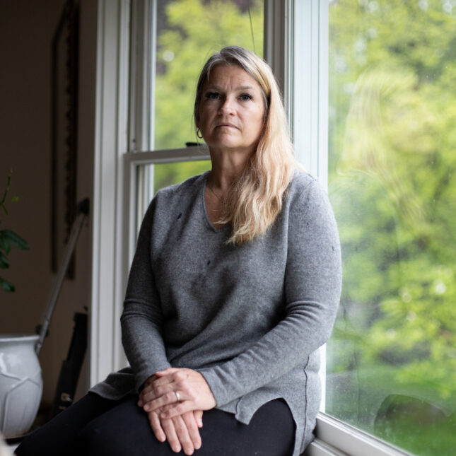 Michelle Bean poses for a portrait at her home on May 18, 2024, in Boylston, Massachusetts